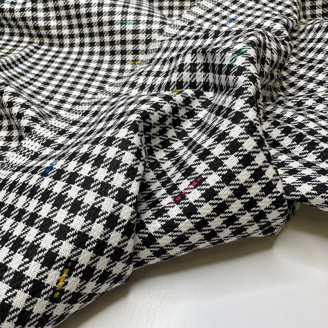 UB - Teaching Colours - Colour Slub Houndstooth Poly/Rayon Woven - White/Black Houndstooth - 1.5M Bundle - True Deadstock fabric Fabric by private - Sustainable Textile | FABCYCLE