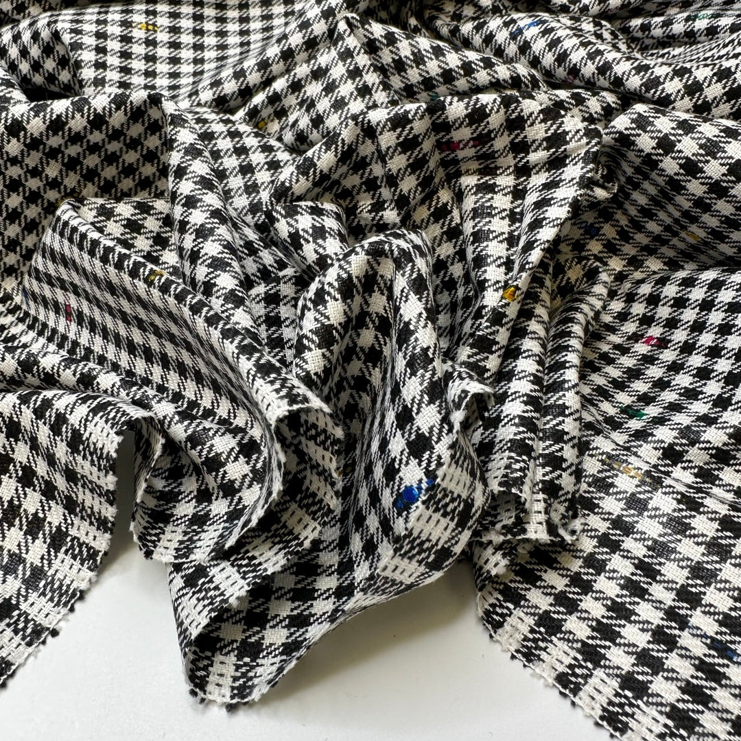 UB - Teaching Colours - Colour Slub Houndstooth Poly/Rayon Woven - White/Black Houndstooth - 1.5M Bundle - True Deadstock fabric Fabric by private - Sustainable Textile | FABCYCLE