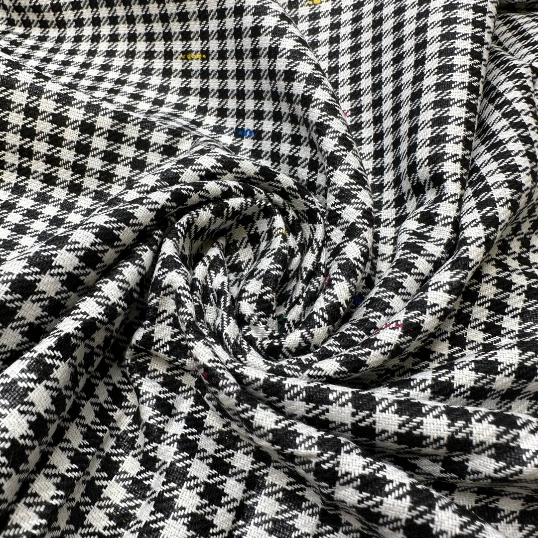UB - Teaching Colours - Colour Slub Houndstooth Poly/Rayon Woven - White/Black Houndstooth - 1.5M Bundle - True Deadstock fabric Fabric by private - Sustainable Textile | FABCYCLE