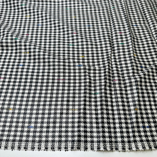 UB - Teaching Colours - Colour Slub Houndstooth Poly/Rayon Woven - White/Black Houndstooth - 1.5M Bundle - True Deadstock fabric Fabric by private - Sustainable Textile | FABCYCLE