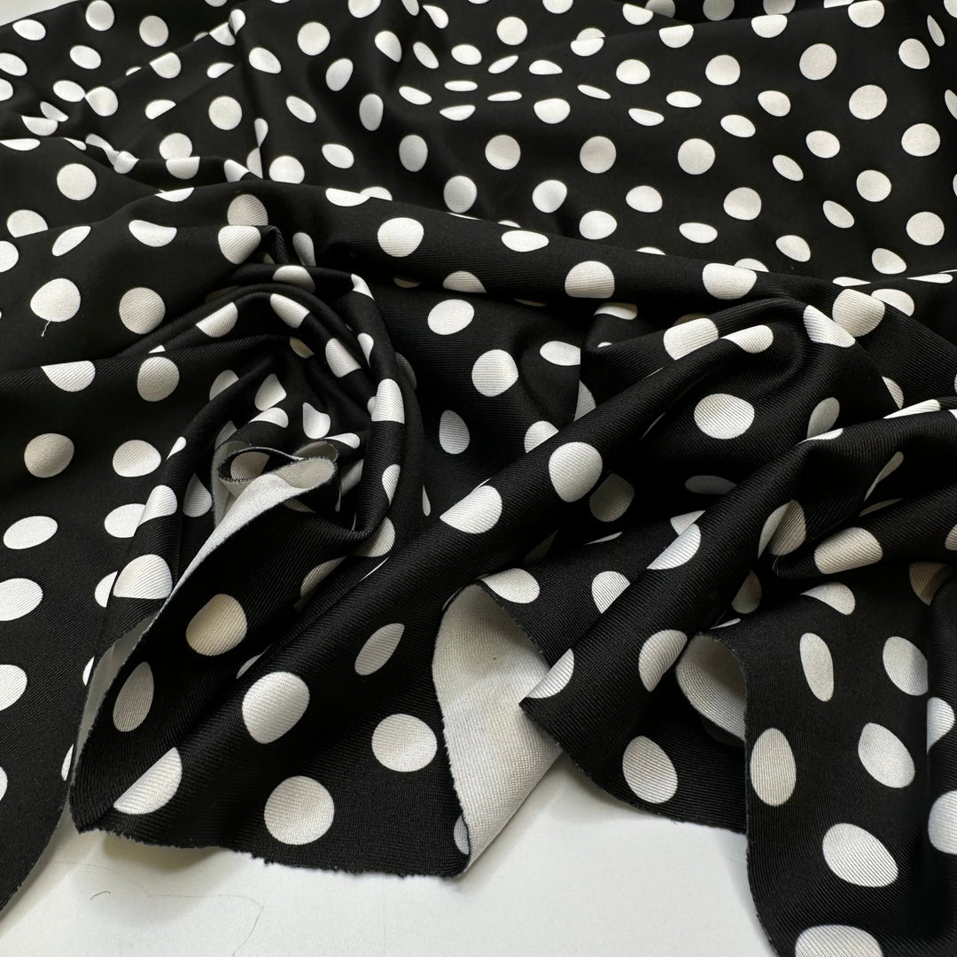 UB - Teeny Weeny Black Bikini - Water Resistant Jersey Poly/Spandex Knit - Black/White Polka Dots - 1.4M Bundle - True Deadstock fabric Fabric by private - Sustainable Textile | FABCYCLE