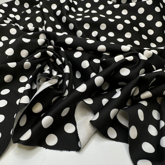 UB - Teeny Weeny Black Bikini - Water Resistant Jersey Poly/Spandex Knit - Black/White Polka Dots - 1.4M Bundle - True Deadstock fabric Fabric by private - Sustainable Textile | FABCYCLE
