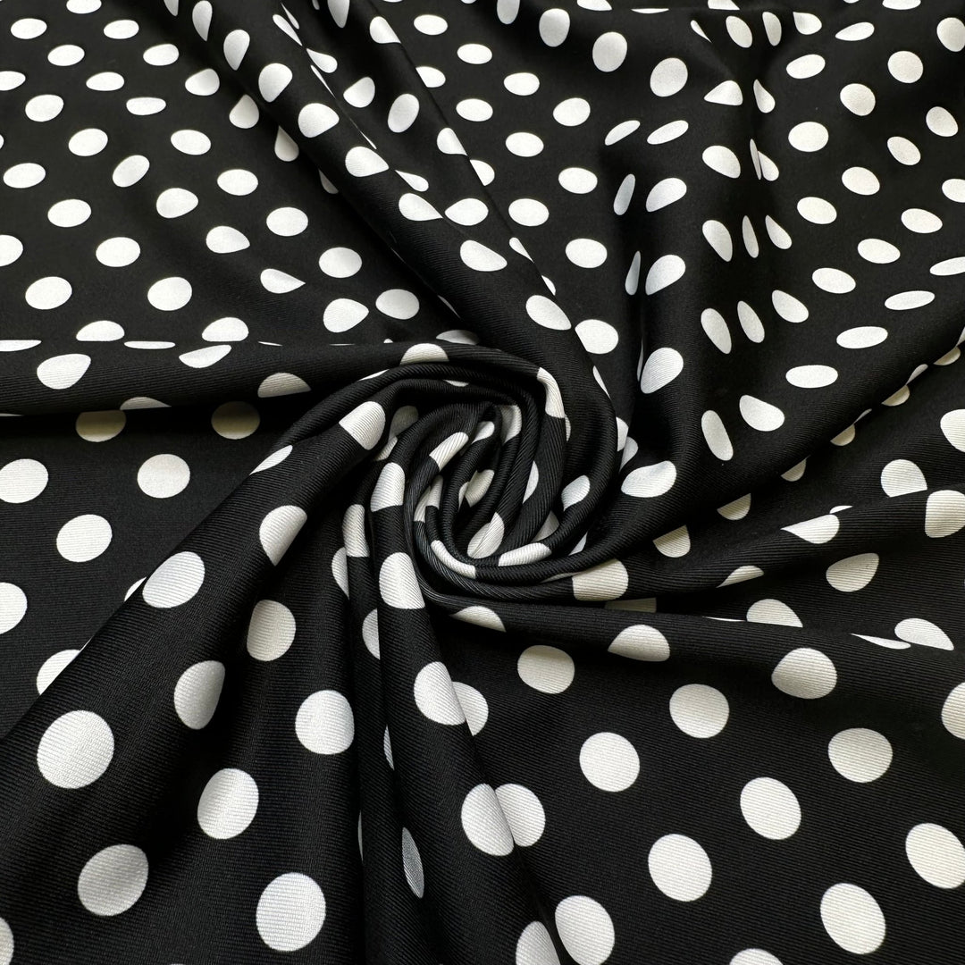 UB - Teeny Weeny Black Bikini - Water Resistant Jersey Poly/Spandex Knit - Black/White Polka Dots - 1.4M Bundle - True Deadstock fabric Fabric by private - Sustainable Textile | FABCYCLE