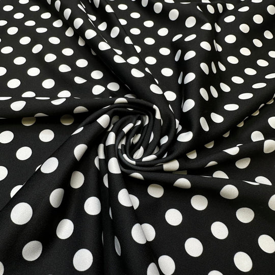UB - Teeny Weeny Black Bikini - Water Resistant Jersey Poly/Spandex Knit - Black/White Polka Dots - 1.4M Bundle - True Deadstock fabric Fabric by private - Sustainable Textile | FABCYCLE