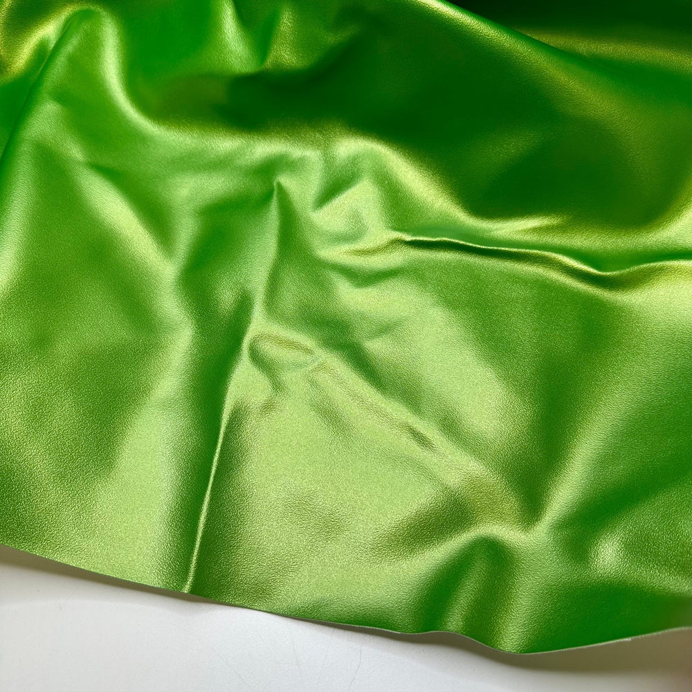 UB - The Ooozzzzzz - Iridescent Pleather Polyester Backing PU Woven - Lime Green - 1.5M Bundle - True Deadstock fabric Fabric by private - Sustainable Textile | FABCYCLE