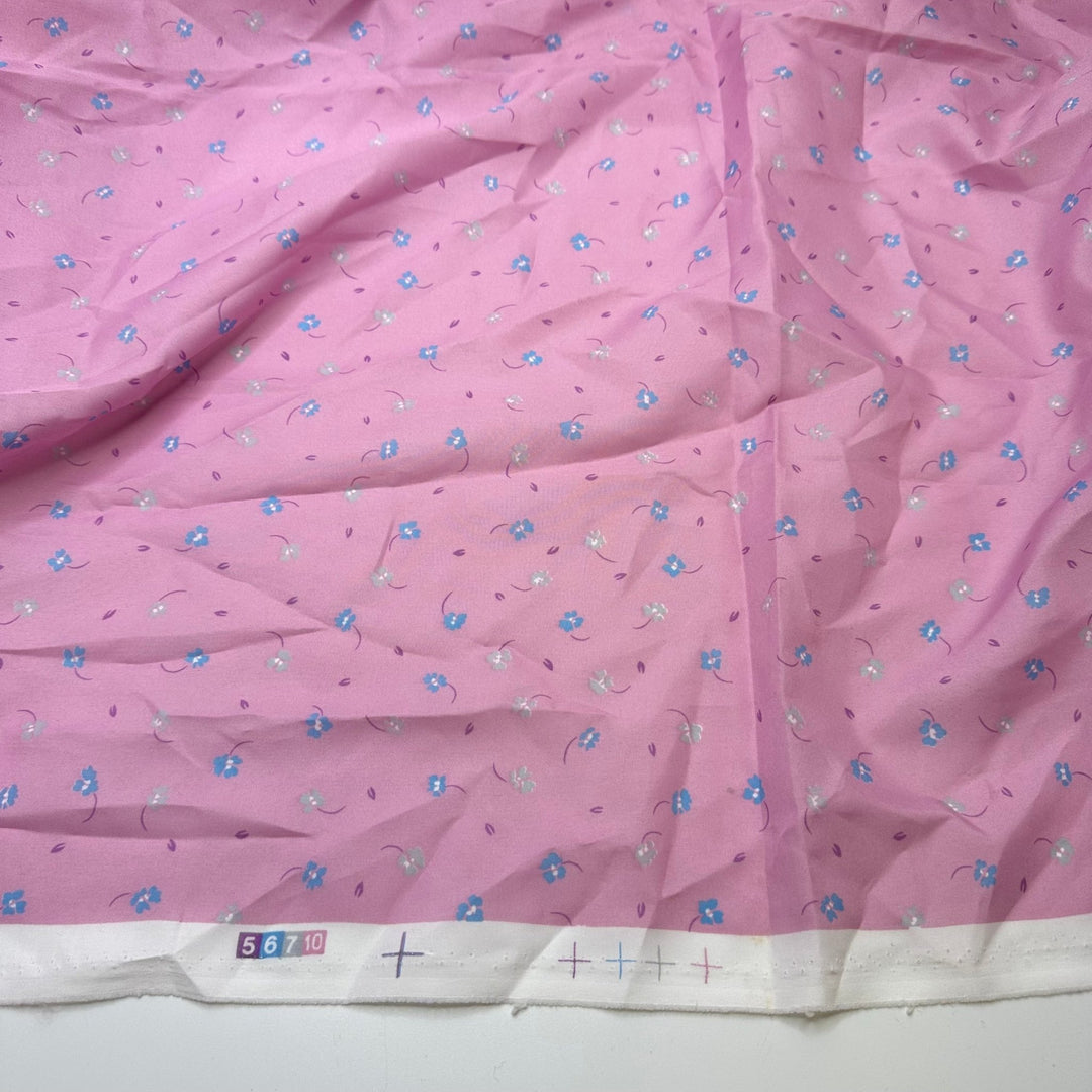UB - Tossing Petals - Poly Woven - Light Pink/Blue Floral - 2M Bundle - True Deadstock fabric Fabric by private - Sustainable Textile | FABCYCLE