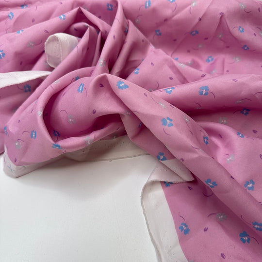 UB - Tossing Petals - Poly Woven - Light Pink/Blue Floral - 2M Bundle - True Deadstock fabric Fabric by private - Sustainable Textile | FABCYCLE