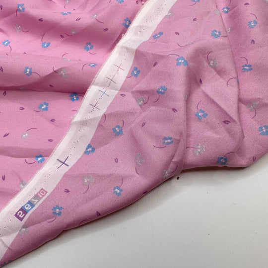 UB - Tossing Petals - Poly Woven - Light Pink/Blue Floral - 2M Bundle - True Deadstock fabric Fabric by private - Sustainable Textile | FABCYCLE