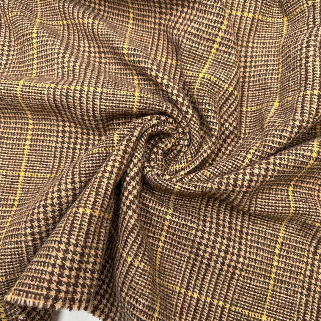 UB - Traditional Hunting Jacket - Houndstooth Plaid Wool Woven - Brown/Beige Houndstooth - 1.8M Bundle - True Deadstock fabric Fabric by private - Sustainable Textile | FABCYCLE