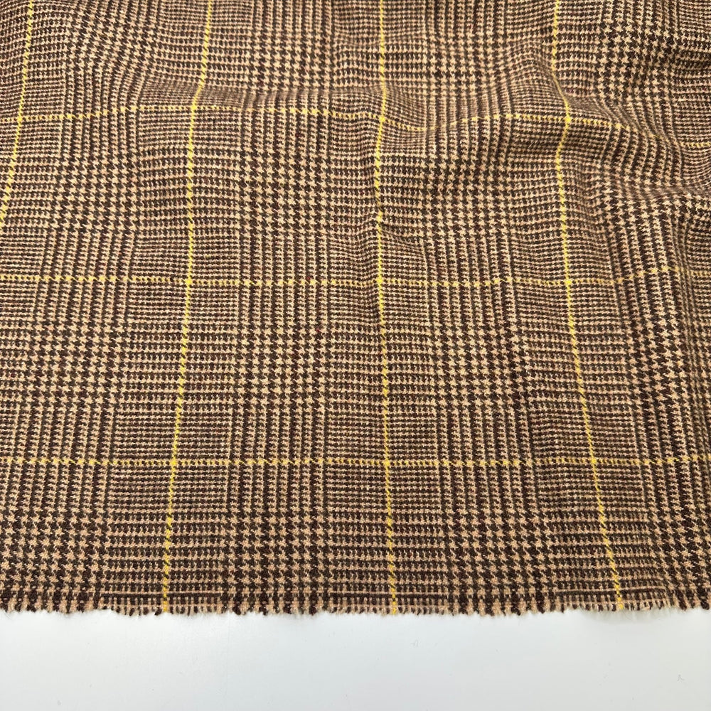 UB - Traditional Hunting Jacket - Houndstooth Plaid Wool Woven - Brown/Beige Houndstooth - 1.8M Bundle - True Deadstock fabric Fabric by private - Sustainable Textile | FABCYCLE