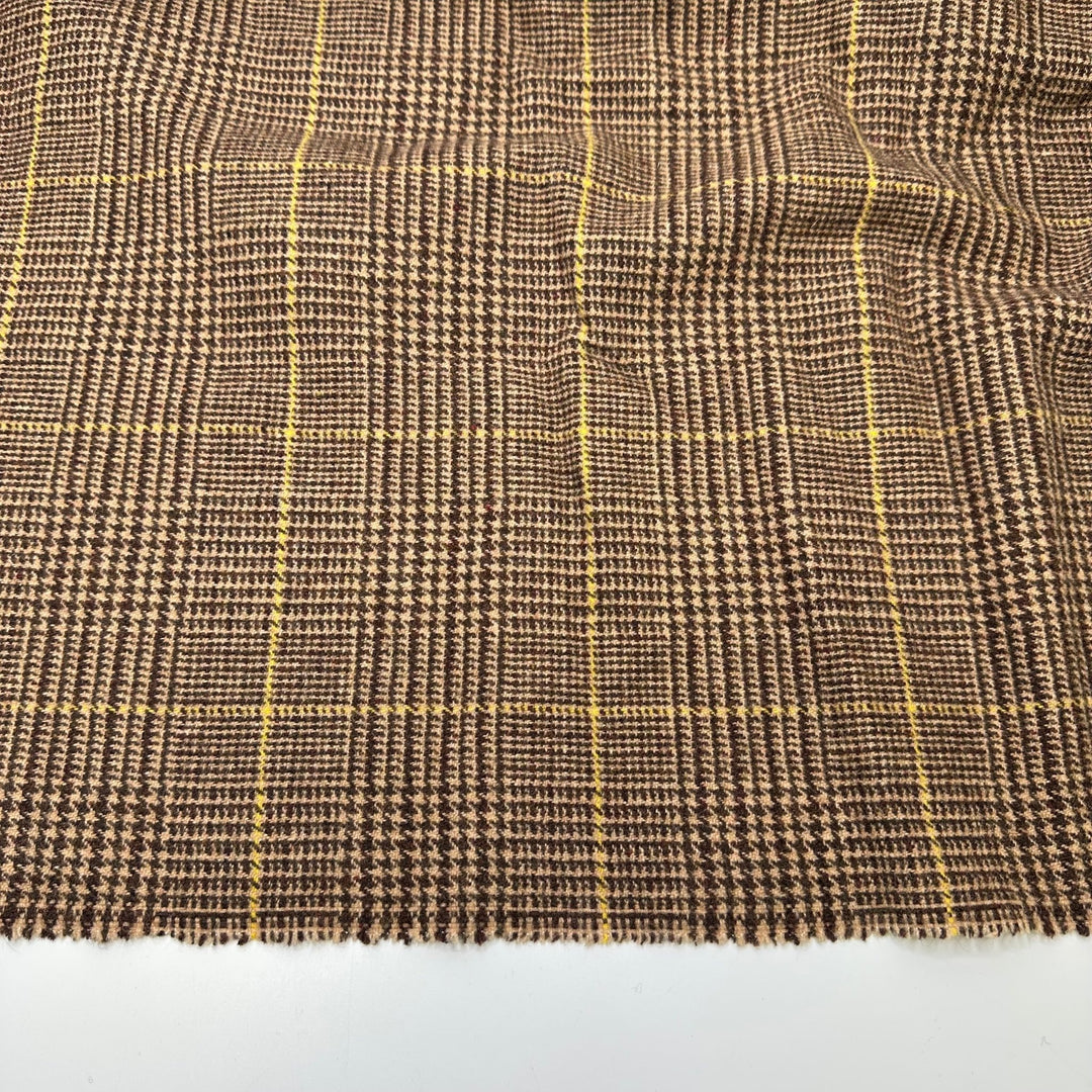 UB - Traditional Hunting Jacket - Houndstooth Plaid Wool Woven - Brown/Beige Houndstooth - 1.8M Bundle - True Deadstock fabric Fabric by private - Sustainable Textile | FABCYCLE