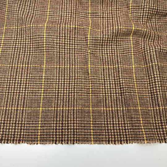 UB - Traditional Hunting Jacket - Houndstooth Plaid Wool Woven - Brown/Beige Houndstooth - 1.8M Bundle - True Deadstock fabric Fabric by private - Sustainable Textile | FABCYCLE
