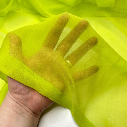 UB - Transformative Ooooozzzze - Chiffon Poly Woven - Neon Green - 2.95M Bundle - True Deadstock fabric Fabric by private - Sustainable Textile | FABCYCLE