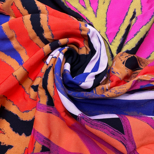UB - Tropical Vibrations - Tencel/Rayon Woven - Orange Multi Abstract - 0.9M Bundle - True Deadstock fabric Fabric by private - Sustainable Textile | FABCYCLE
