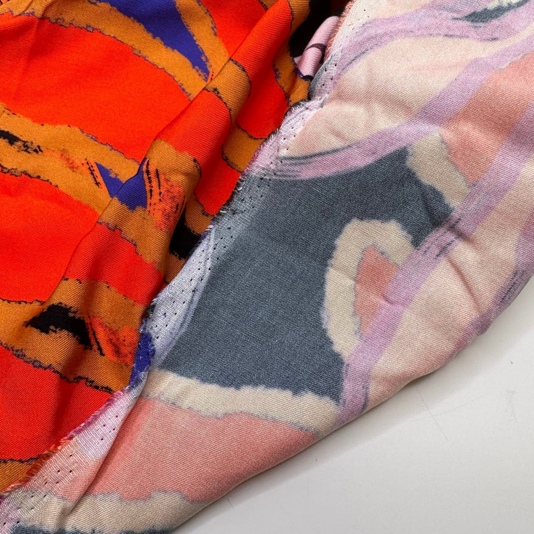 UB - Tropical Vibrations - Tencel/Rayon Woven - Orange Multi Abstract - 0.9M Bundle - True Deadstock fabric Fabric by private - Sustainable Textile | FABCYCLE