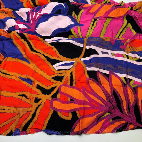 UB - Tropical Vibrations - Tencel/Rayon Woven - Orange Multi Abstract - 0.9M Bundle - True Deadstock fabric Fabric by private - Sustainable Textile | FABCYCLE