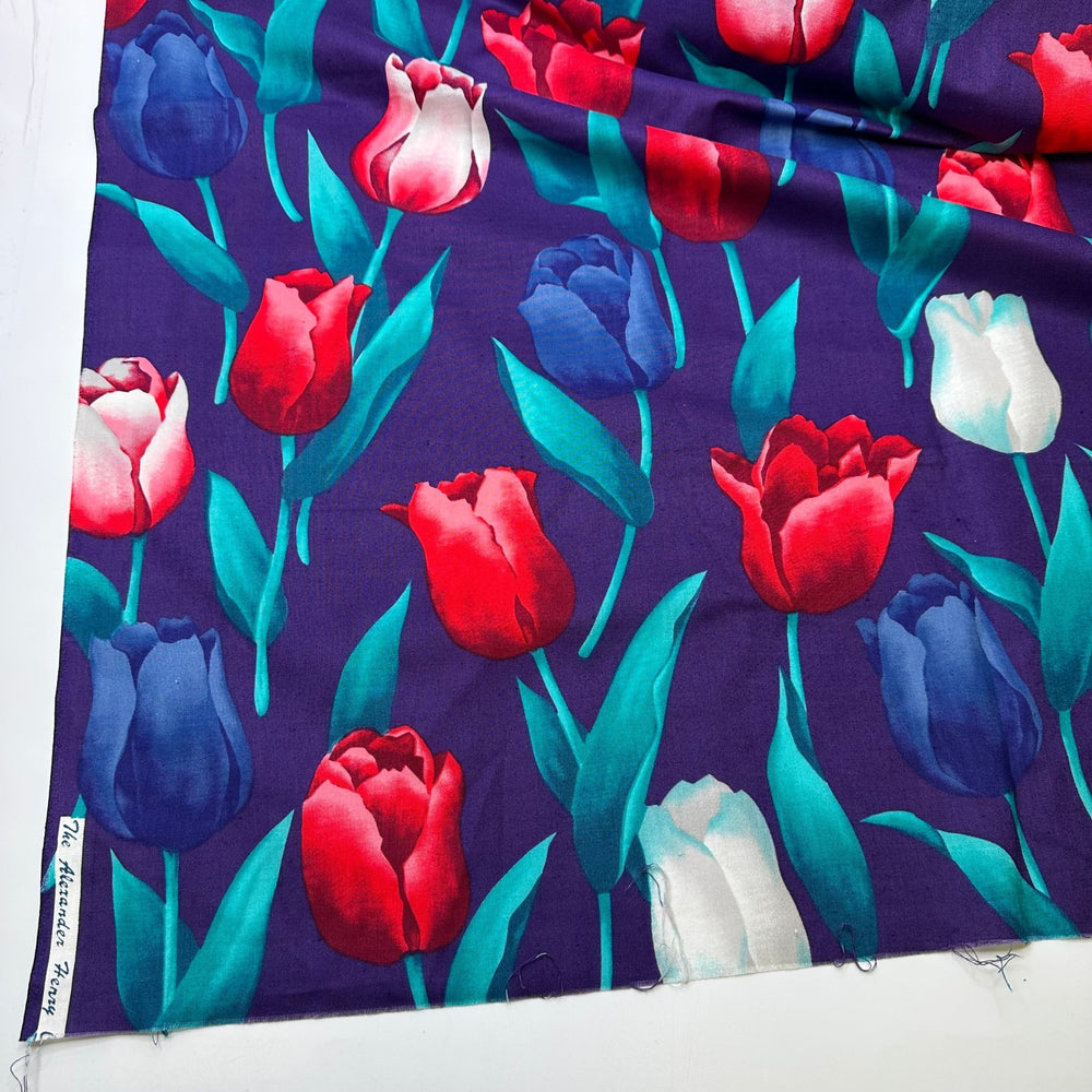 UB - Tulips Already In Bloom - Cotton Woven - Dark Purple Multi Tulip - 3.2M Bundle - True Deadstock fabric Fabric by private - Sustainable Textile | FABCYCLE