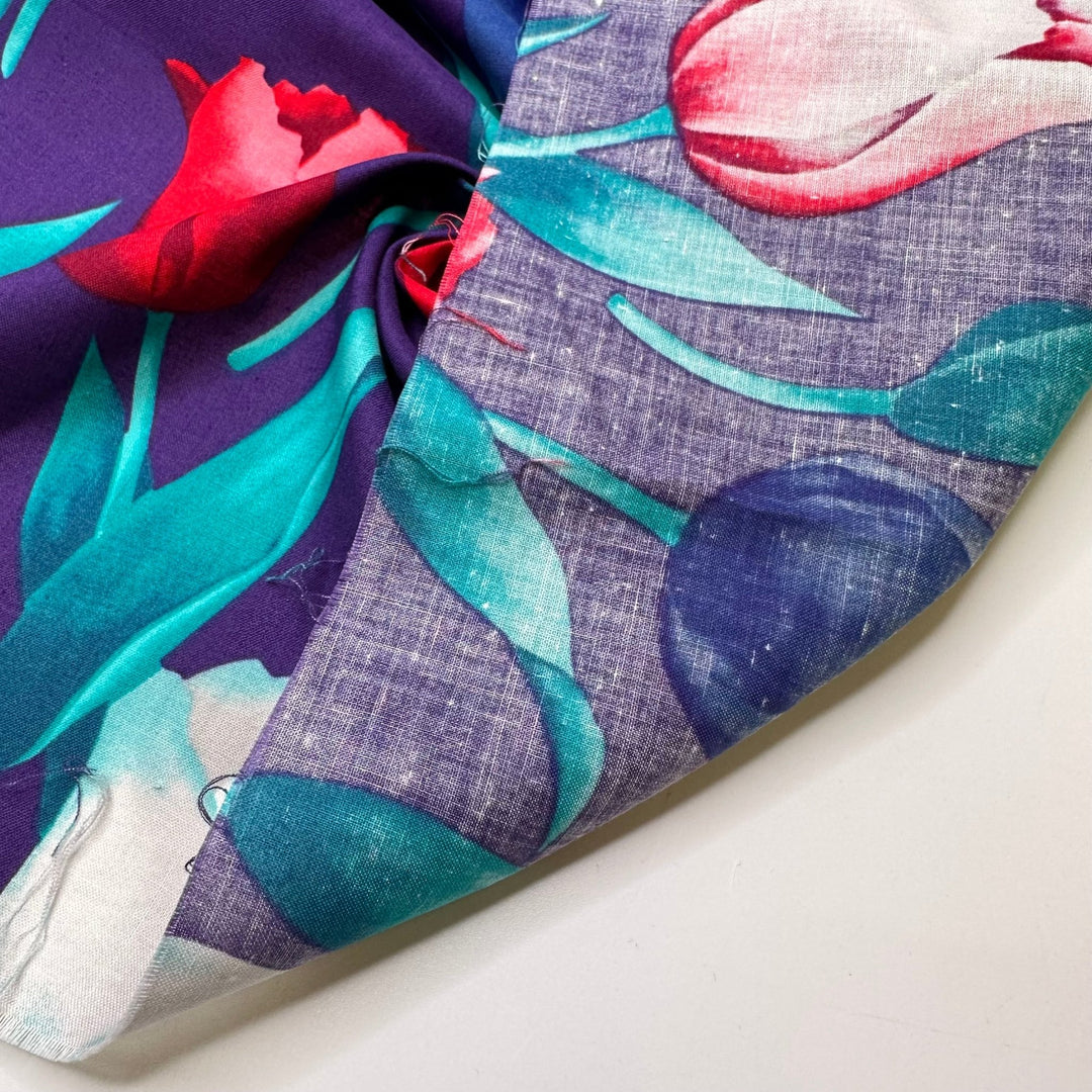 UB - Tulips Already In Bloom - Cotton Woven - Dark Purple Multi Tulip - 3.2M Bundle - True Deadstock fabric Fabric by private - Sustainable Textile | FABCYCLE