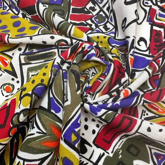 UB - Vacation Activity - Cotton Woven - Multi Abstract - 1.1M Bundle - True Deadstock fabric Fabric by private - Sustainable Textile | FABCYCLE