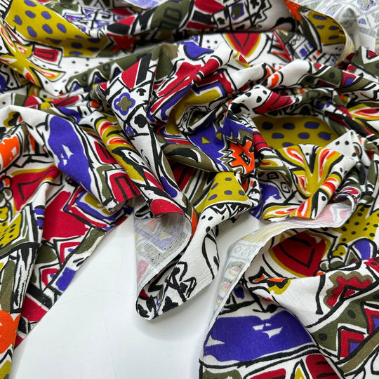 UB - Vacation Activity - Cotton Woven - Multi Abstract - 1.1M Bundle - True Deadstock fabric Fabric by private - Sustainable Textile | FABCYCLE