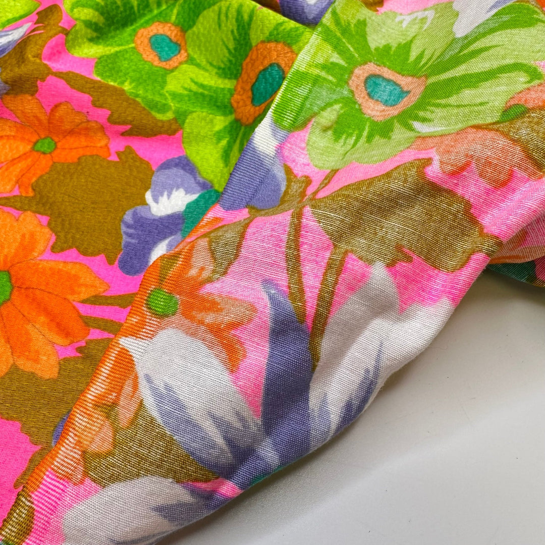 UB - Walking Neon - Vintage Sateen Cotton Woven - Neon Multi Floral - 2.1M Bundle - True Deadstock fabric Fabric by private - Sustainable Textile | FABCYCLE