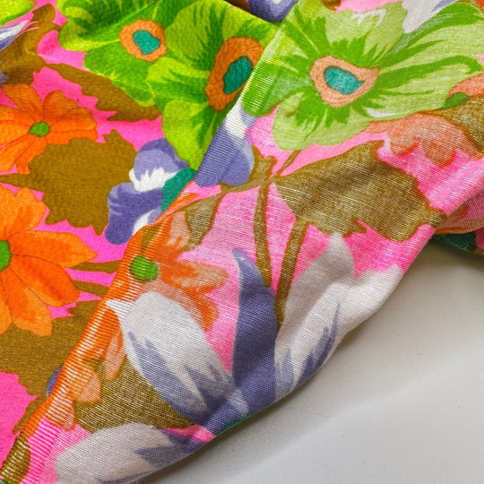 UB - Walking Neon - Vintage Sateen Cotton Woven - Neon Multi Floral - 2.1M Bundle - True Deadstock fabric Fabric by private - Sustainable Textile | FABCYCLE