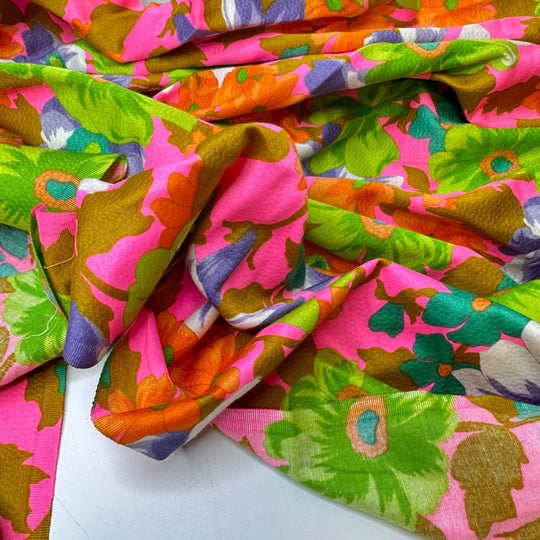 UB - Walking Neon - Vintage Sateen Cotton Woven - Neon Multi Floral - 2.1M Bundle - True Deadstock fabric Fabric by private - Sustainable Textile | FABCYCLE