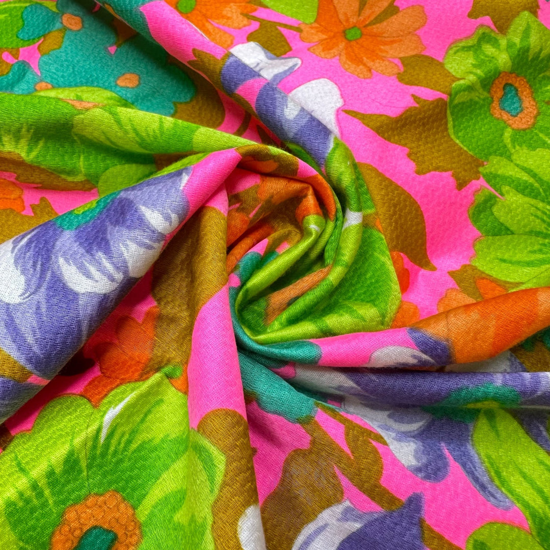 UB - Walking Neon - Vintage Sateen Cotton Woven - Neon Multi Floral - 2.1M Bundle - True Deadstock fabric Fabric by private - Sustainable Textile | FABCYCLE