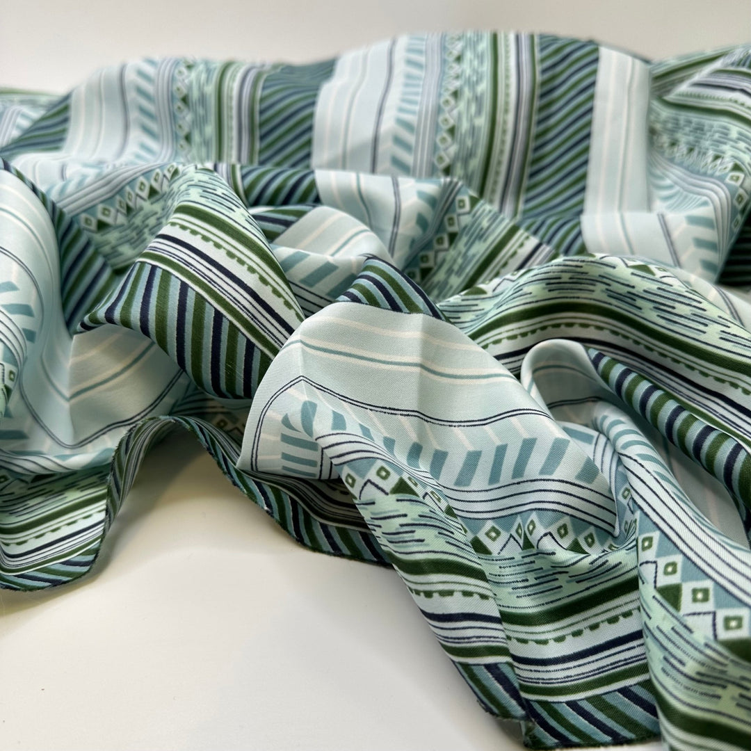 UB - Wallpaper The Half Bath - Vintage Poly Woven - Light Blue Multi Stripes - 1.9M Bundle - True Deadstock fabric Fabric by private - Sustainable Textile | FABCYCLE