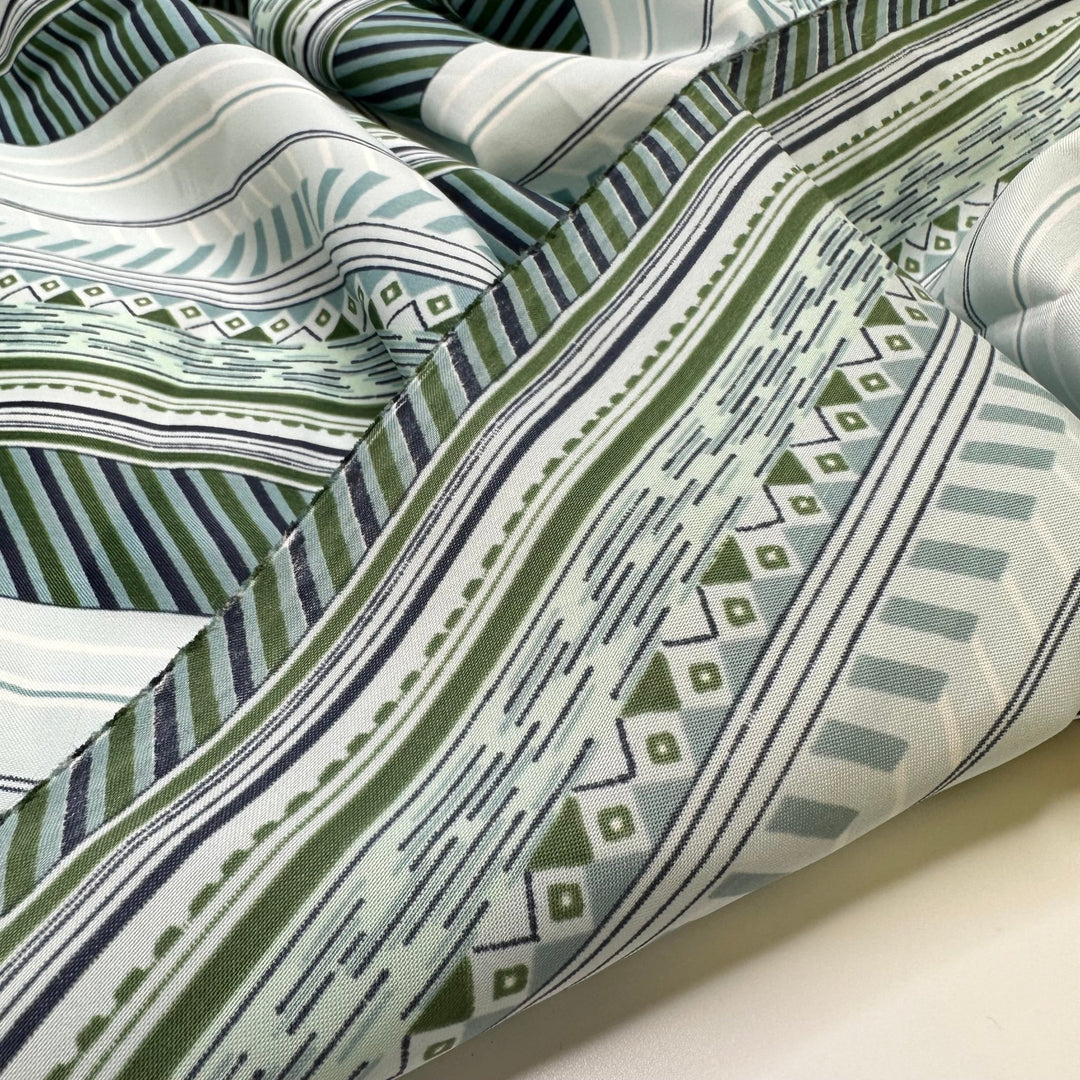 UB - Wallpaper The Half Bath - Vintage Poly Woven - Light Blue Multi Stripes - 1.9M Bundle - True Deadstock fabric Fabric by private - Sustainable Textile | FABCYCLE