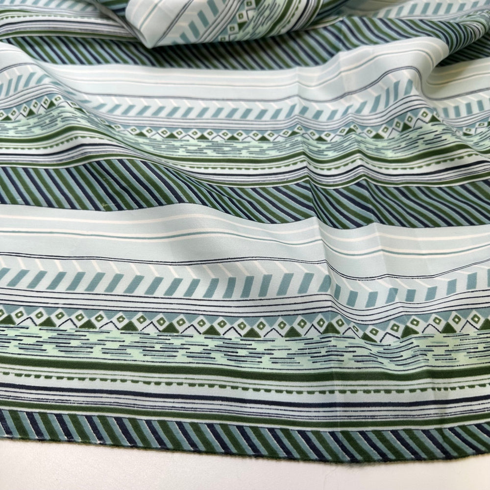 UB - Wallpaper The Half Bath - Vintage Poly Woven - Light Blue Multi Stripes - 1.9M Bundle - True Deadstock fabric Fabric by private - Sustainable Textile | FABCYCLE