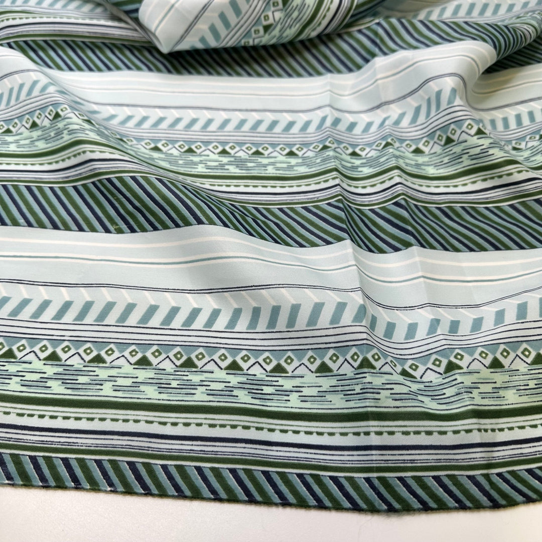 UB - Wallpaper The Half Bath - Vintage Poly Woven - Light Blue Multi Stripes - 1.9M Bundle - True Deadstock fabric Fabric by private - Sustainable Textile | FABCYCLE