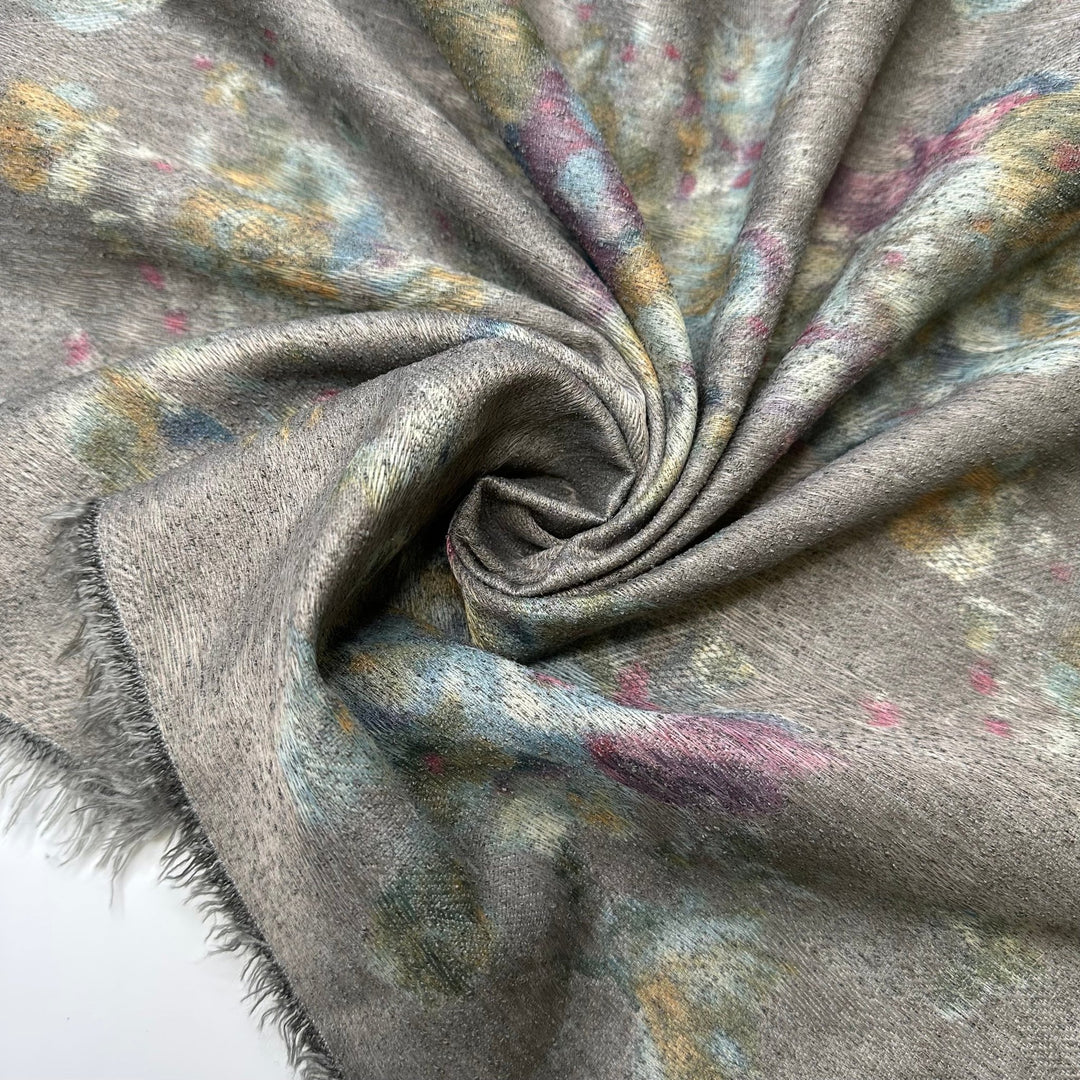 UB - Watercolour Backgrounds - Jacquard Poly Woven - Grey Multi Watercolour Floral - 2M Bundle - True Deadstock fabric Fabric by private - Sustainable Textile | FABCYCLE