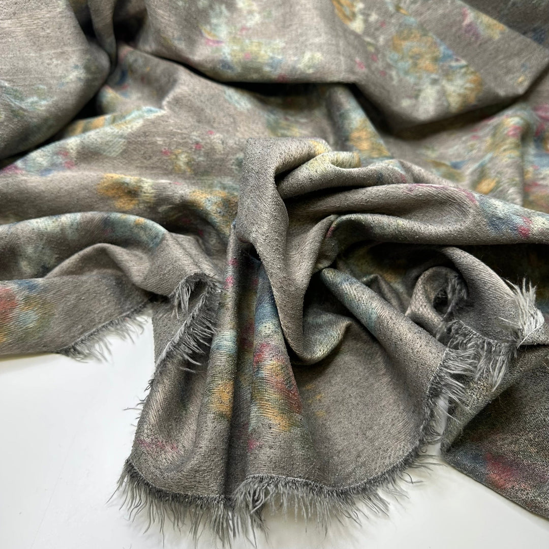 UB - Watercolour Backgrounds - Jacquard Poly Woven - Grey Multi Watercolour Floral - 2M Bundle - True Deadstock fabric Fabric by private - Sustainable Textile | FABCYCLE