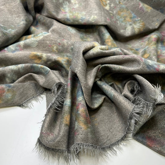 UB - Watercolour Backgrounds - Jacquard Poly Woven - Grey Multi Watercolour Floral - 2M Bundle - True Deadstock fabric Fabric by private - Sustainable Textile | FABCYCLE