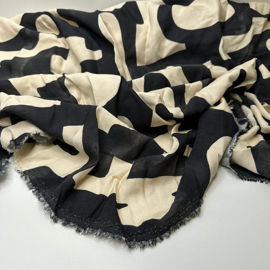 UB - What You Want It To Be - Tencel Woven - Cream/Black Geometric - 2.6M Bundle - True Deadstock fabric Fabric by private - Sustainable Textile | FABCYCLE