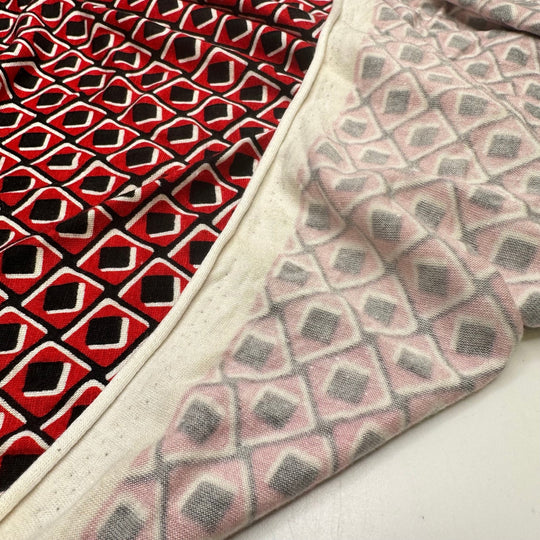 UB - Wrap Dress Chic - Jersey Polyester Blend Knit - Red/Black Geometric - 2.75M Bundle - True Deadstock fabric Fabric by private - Sustainable Textile | FABCYCLE