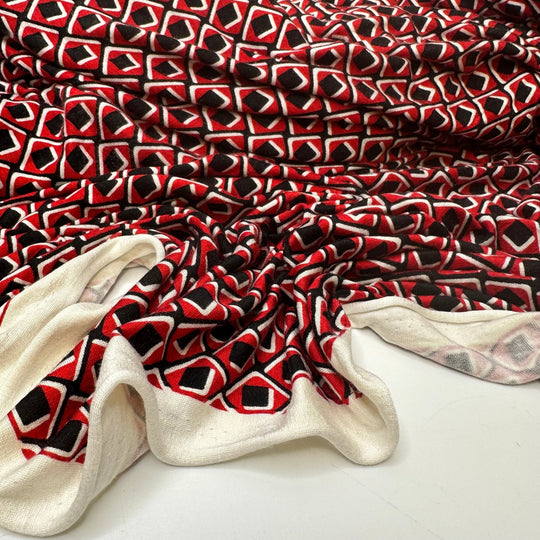 UB - Wrap Dress Chic - Jersey Polyester Blend Knit - Red/Black Geometric - 2.75M Bundle - True Deadstock fabric Fabric by private - Sustainable Textile | FABCYCLE