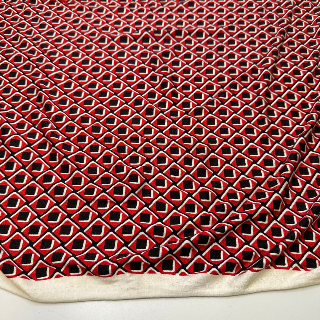 UB - Wrap Dress Chic - Jersey Polyester Blend Knit - Red/Black Geometric - 2.75M Bundle - True Deadstock fabric Fabric by private - Sustainable Textile | FABCYCLE