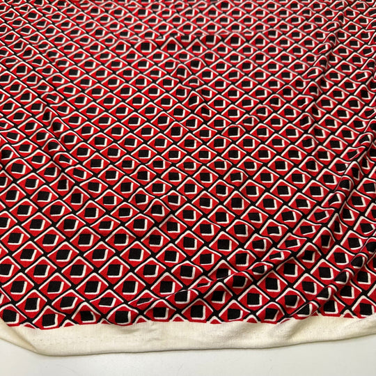 UB - Wrap Dress Chic - Jersey Polyester Blend Knit - Red/Black Geometric - 2.75M Bundle - True Deadstock fabric Fabric by private - Sustainable Textile | FABCYCLE