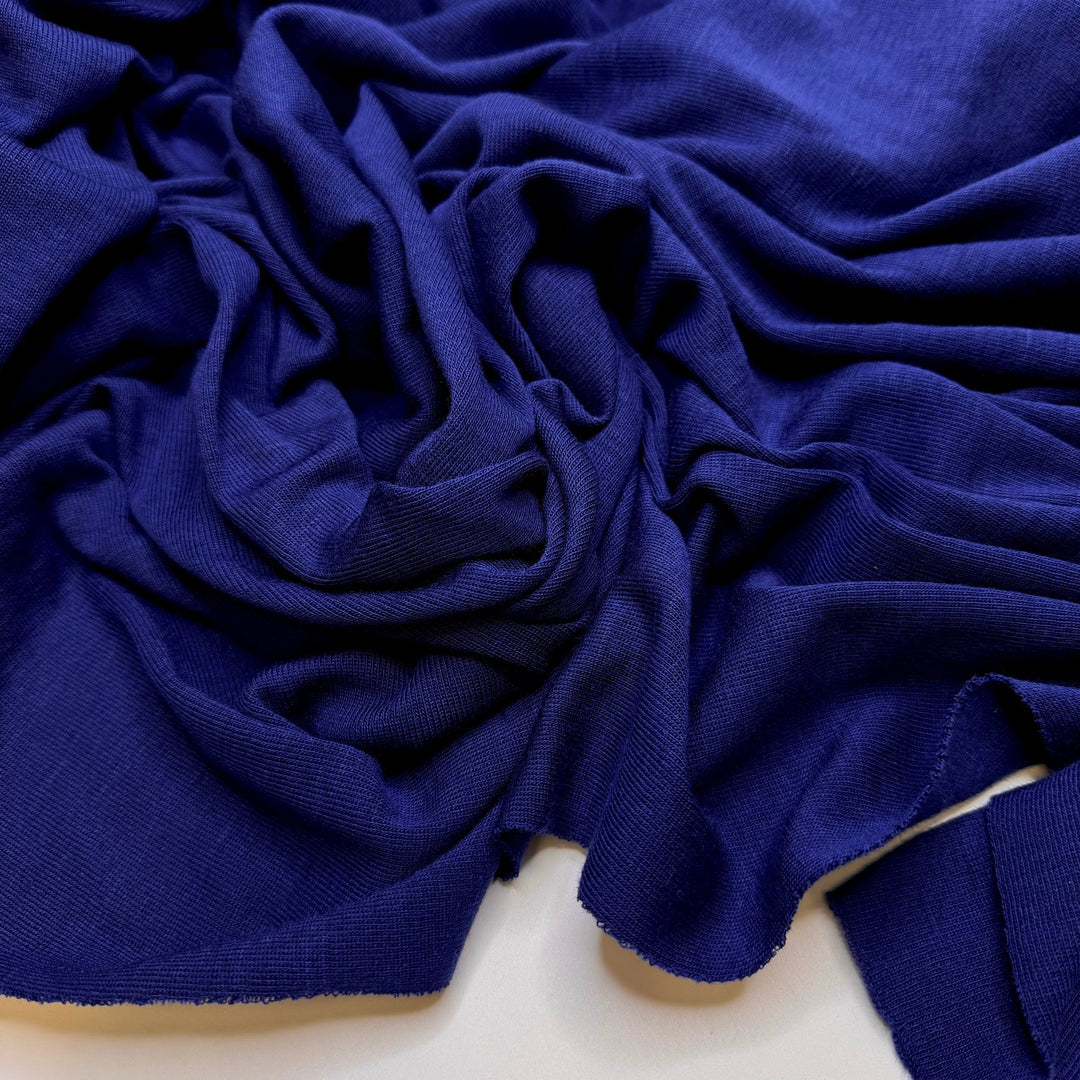 UK Ends Fossil Fuel Exploration - Rib Knit Polyester Blend Knit - Dark Blue - 2.75M Bundle - True Deadstock fabric Fabric by private - Sustainable Textile | FABCYCLE