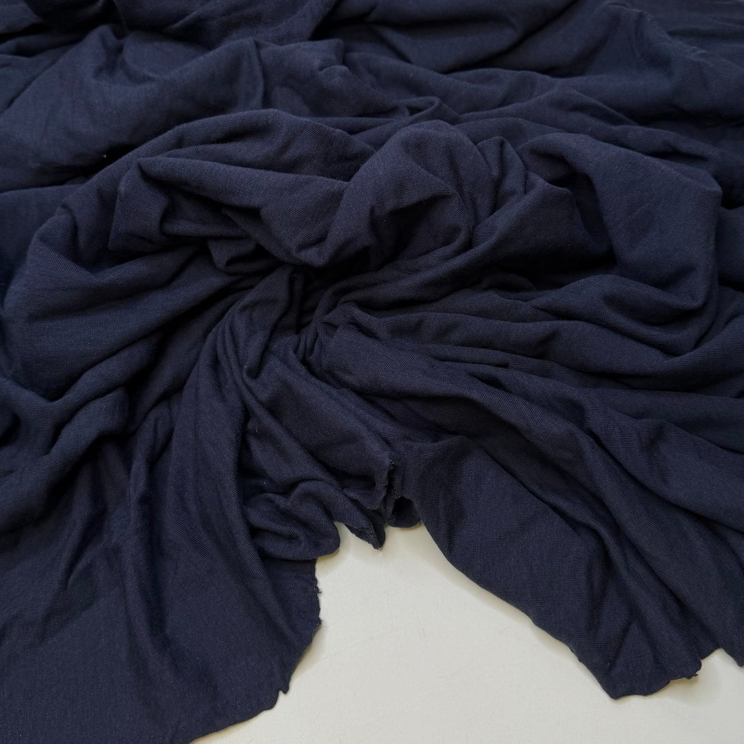 Uluhe Fern - French Terry Bamboo Blend Knit - Navy - 1.2M Bundle - True Deadstock fabric Fabric by private - Sustainable Textile | FABCYCLE
