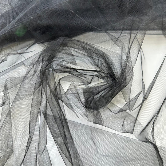 Under Cover Of Night - Tulle Poly Knit - Black - 3M Bundle - True Deadstock fabric Fabric by private - Sustainable Textile | FABCYCLE