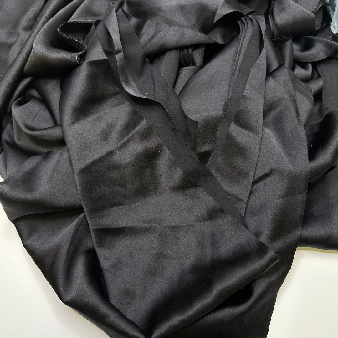 Under Her Power - Off Cuts Satin Silk Woven - Black - 0.5 Lb Bag - True Deadstock fabric Fabric by private - Sustainable Textile | FABCYCLE