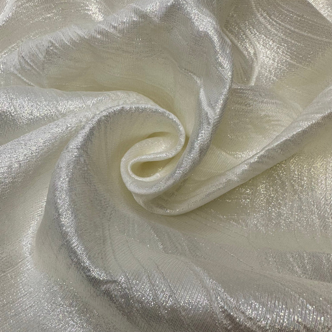 Unicorn - Jacquard Poly/Metallic Woven - Ivory Abstract - 1.2M Bundle - True Deadstock fabric Fabric by private - Sustainable Textile | FABCYCLE