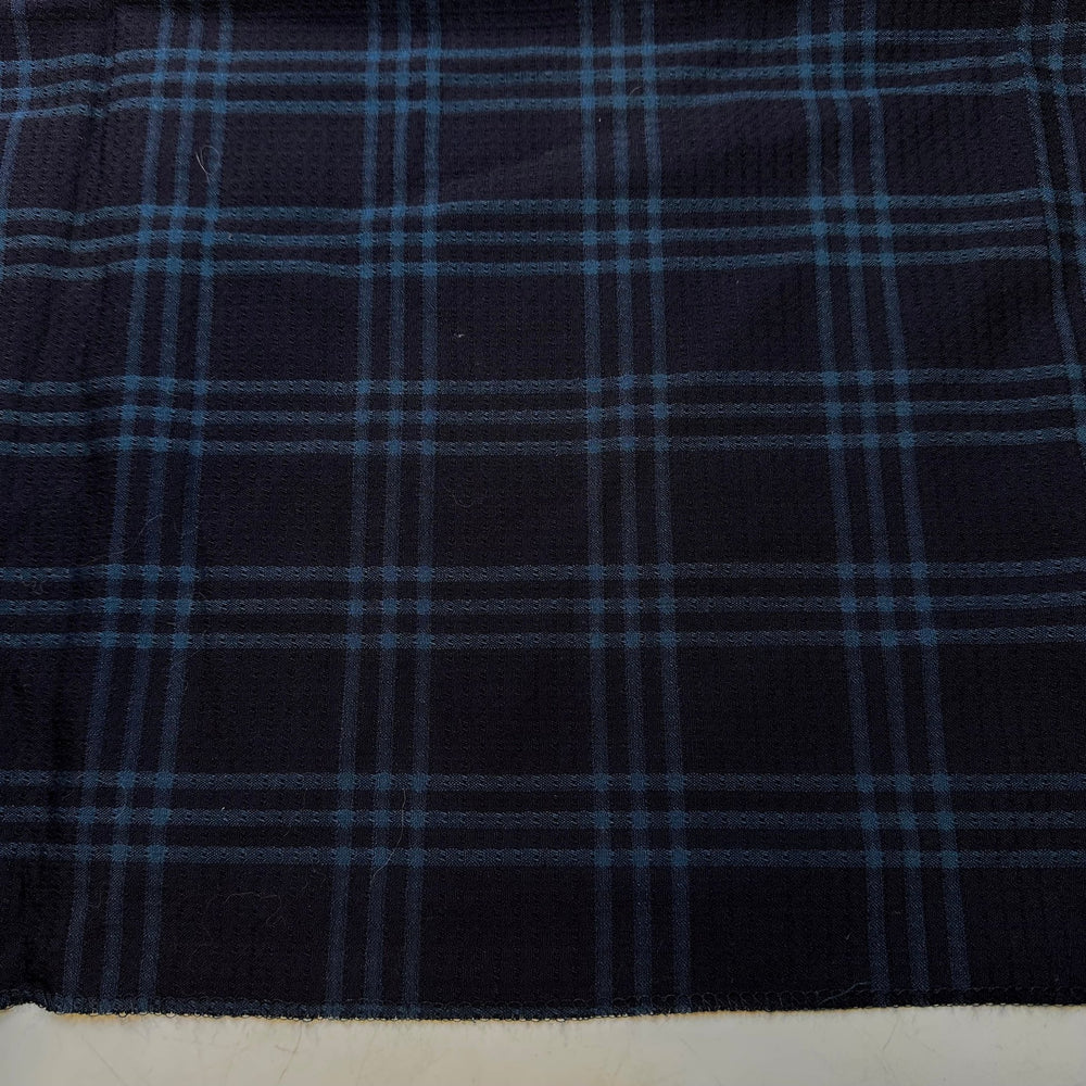 Unique Vintage Fabrics - Wool Woven - Dark Blue/Navy Plaid - 1M Bundle - True Deadstock fabric Fabric by private - Sustainable Textile | FABCYCLE