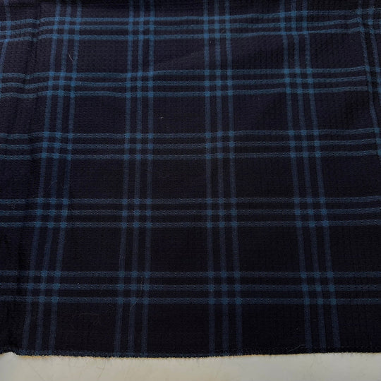 Unique Vintage Fabrics - Wool Woven - Dark Blue/Navy Plaid - 1M Bundle - True Deadstock fabric Fabric by private - Sustainable Textile | FABCYCLE