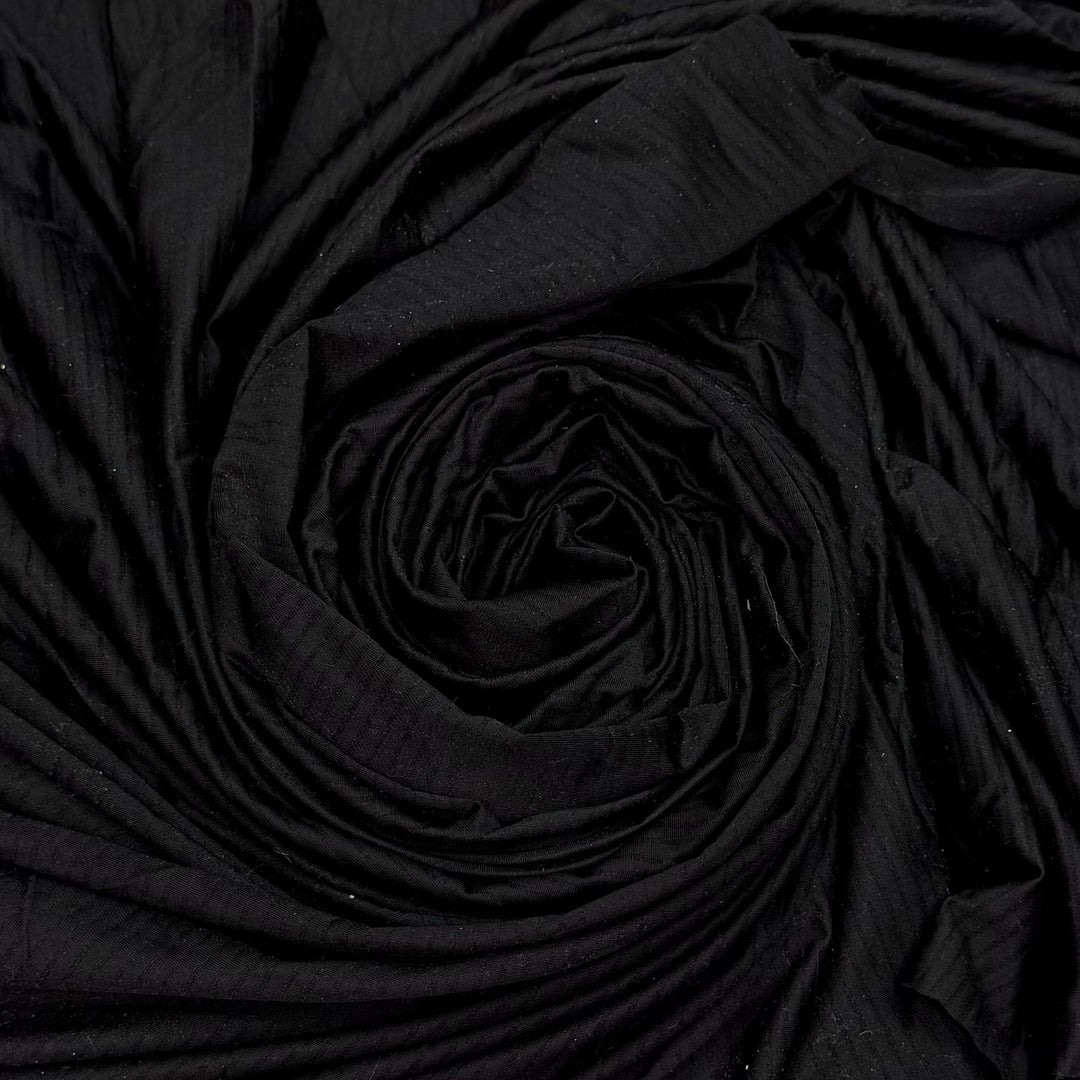 Upgrading My Camping Gear - Rib Knit Polyester Blend Knit - Black Stripes - 1.6M Bundle - True Deadstock fabric Fabric by private - Sustainable Textile | FABCYCLE