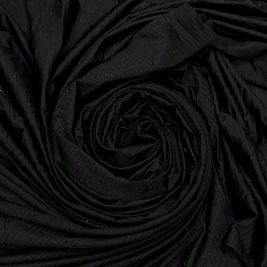 Upgrading My Camping Gear - Rib Knit Polyester Blend Knit - Black Stripes - 1.6M Bundle - True Deadstock fabric Fabric by private - Sustainable Textile | FABCYCLE