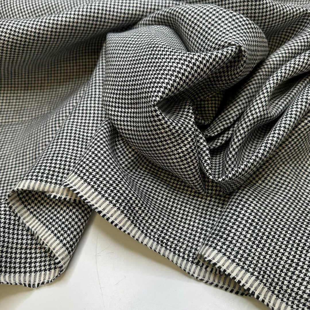 Uptown Girl - Cotton Blend Woven - White/Black Houndstooth - 2M Bundle - True Deadstock fabric Fabric by private - Sustainable Textile | FABCYCLE